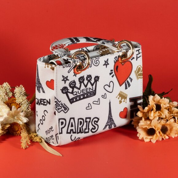 3 AM Forever Fashionnovab Graffiti Bag Clutches Color White - Picture 1 of 10